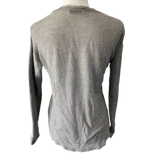 Soulcycle Je T’aime Grey Pullover Knit Long Sleeve Mesh Workout Sweatshirt Large - Picture 2 of 6